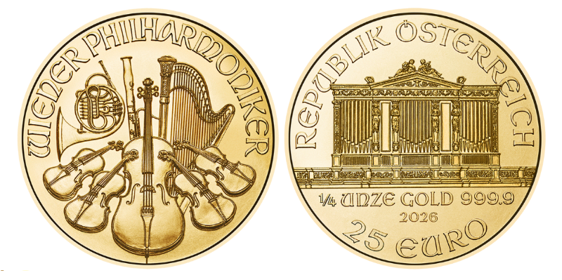 Zlatá investiční mince Wiener Philharmoniker 1/4 Oz